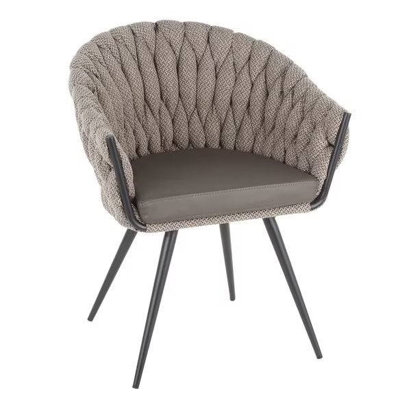 Braided Matisse Chair in Grey Faux Leather and Grey Fabric, Lumisource, Mfr#: CH-BRAIDMAT BKGY